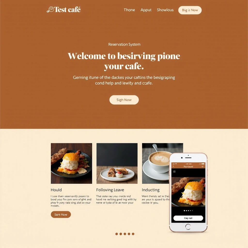 Minimalist cafe website with warm aesthetic design